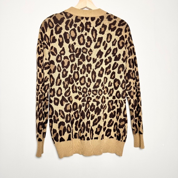 Moussy Cheetah Crewneck Cotton Blend Knit Pullover Sweater Sz L - Picture 4 of 5
